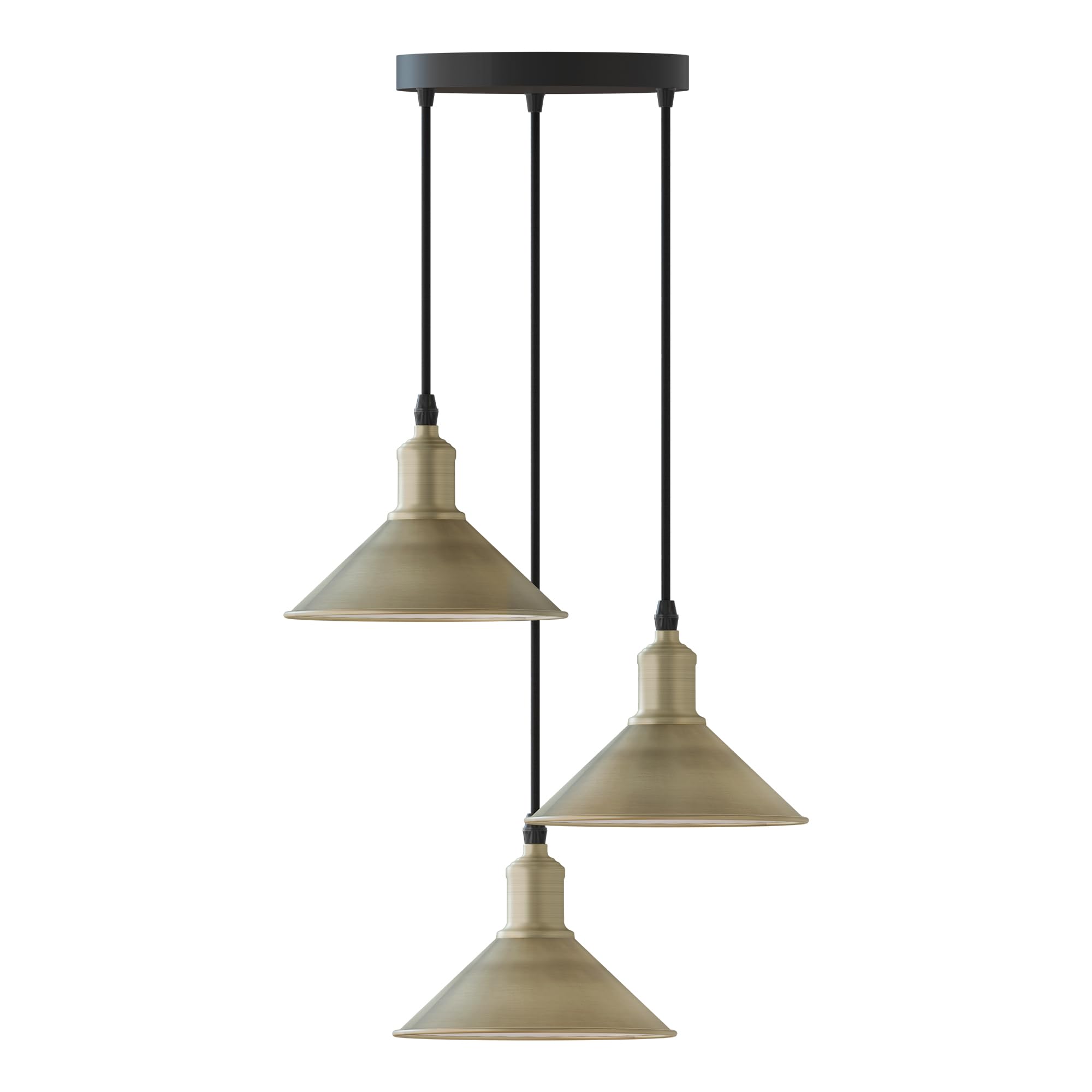 LEDSone 3 Head Ceiling Adjustable Pendant Hanging Ceiling Lighting Fixture with Cone Shade Pendant Light Kitchen Restaurant Bar Balcony Hanging Pendant Light