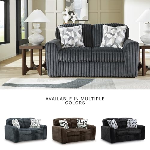 Image of Signature Design by Ashley Midnight-Madness Corduroy Loveseat, Gunmetal