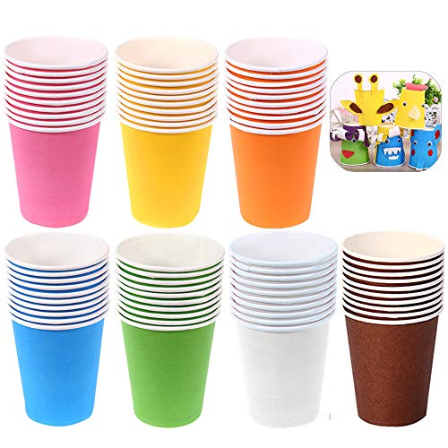 Xinlie Einwegbecher Hartplastik Trinkbecher Einweg Papierbecher Pappbecher Einweg Bunt Umweltfreundliche Kaffeebecher Probierbecher Trinkbecher für Hochzeit Meeting Partybedarf Kinder DIY(70 Stück)