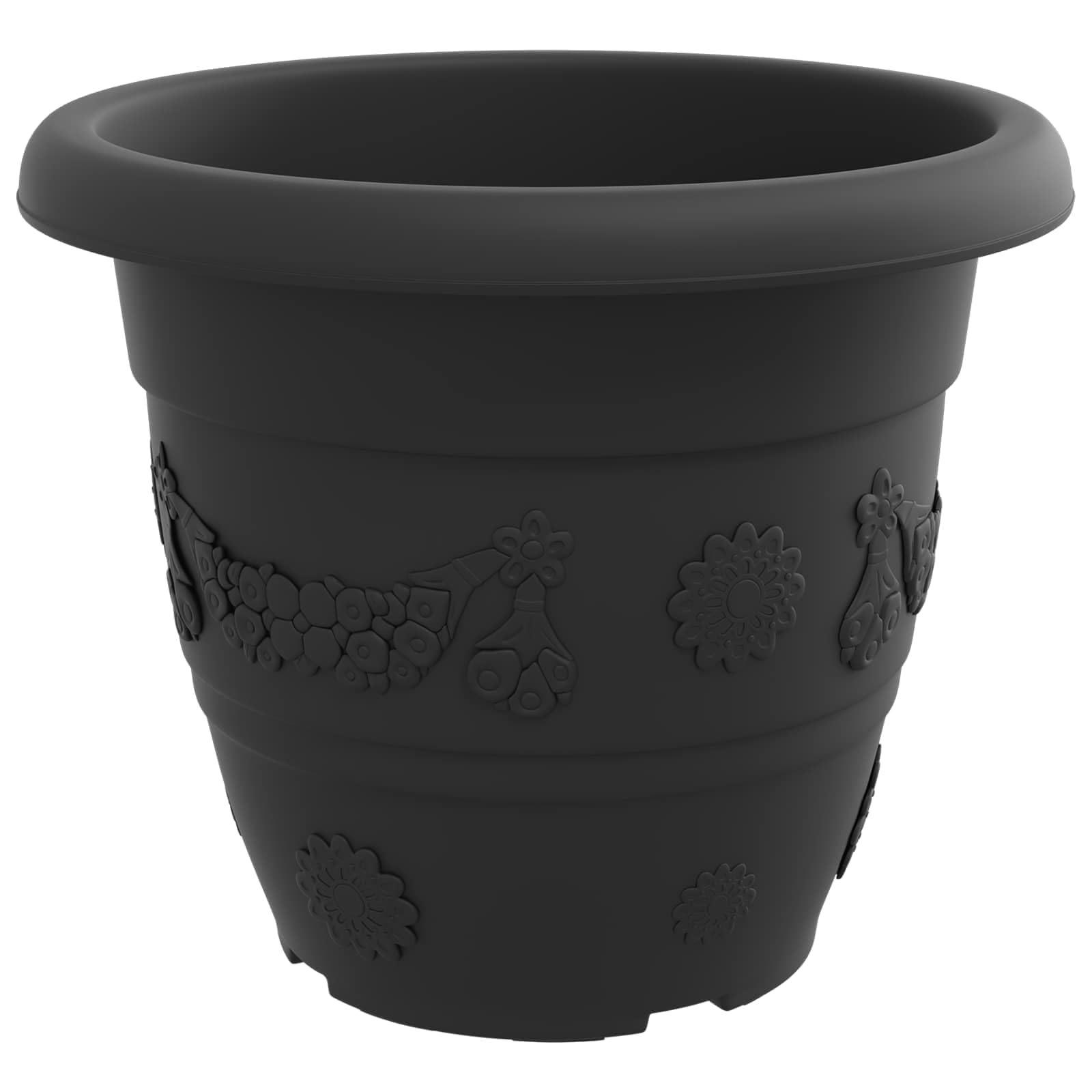 Doniczki 6 sztuk Czarny Ø 39 x 32 cm Plastikowe z Otworami Drenażowymi Nowoczesne Donice Do Wnętrz i Ogrodu Wysokiej Jakości Lekkie Trwałe