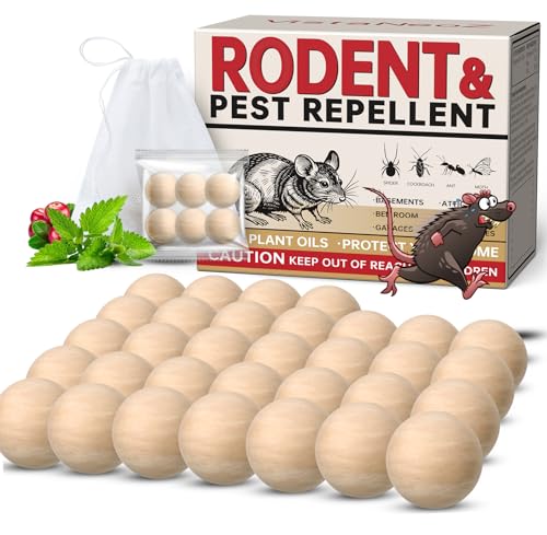 Rodent Repellent Indoor 33 Balls – Natural Peppermint Mouse Repellent, Mice Repellent Deterrent for Indoor & Outdoor Use, Rodent Repellent for Home, Garage, Car & RV