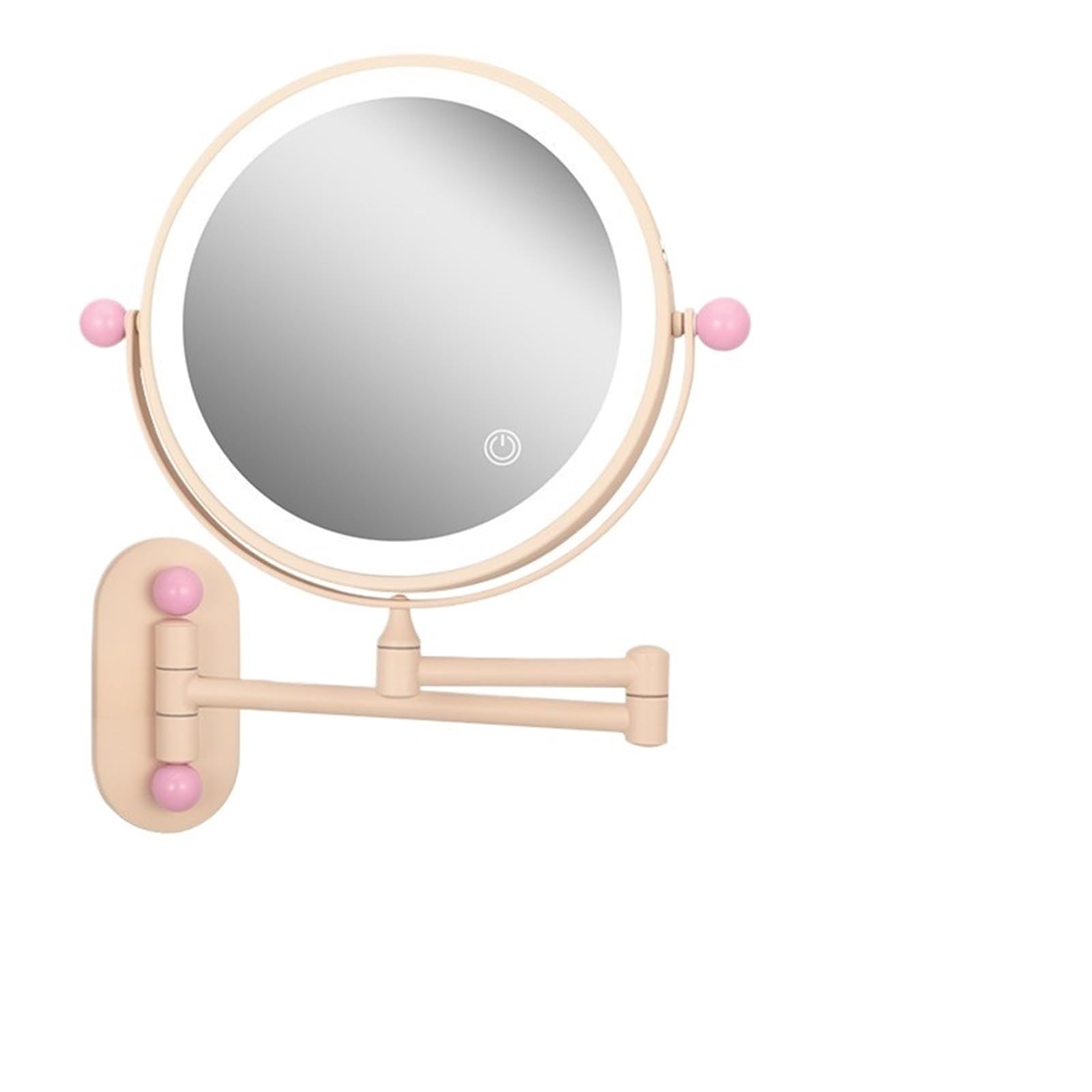 KTMBOHU Bathroom Folding Wall-mounted Vanity Mirror Without Punching Holes With Light Vanity Mirror Bathroom Double-sided Led Telescopic Mirror Magnification(3000毫安3倍放大)