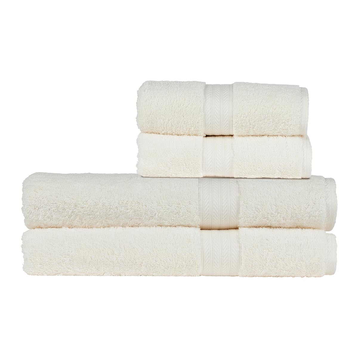 Christy Renaissance 4 Piece Bath Sheet Set | Parchment Off-White | 100% Egyptian Cotton Pile | Luxuriously Soft and Super Absorbent | 675 GSM | 2 Bath Sheets 2 Hand Towels