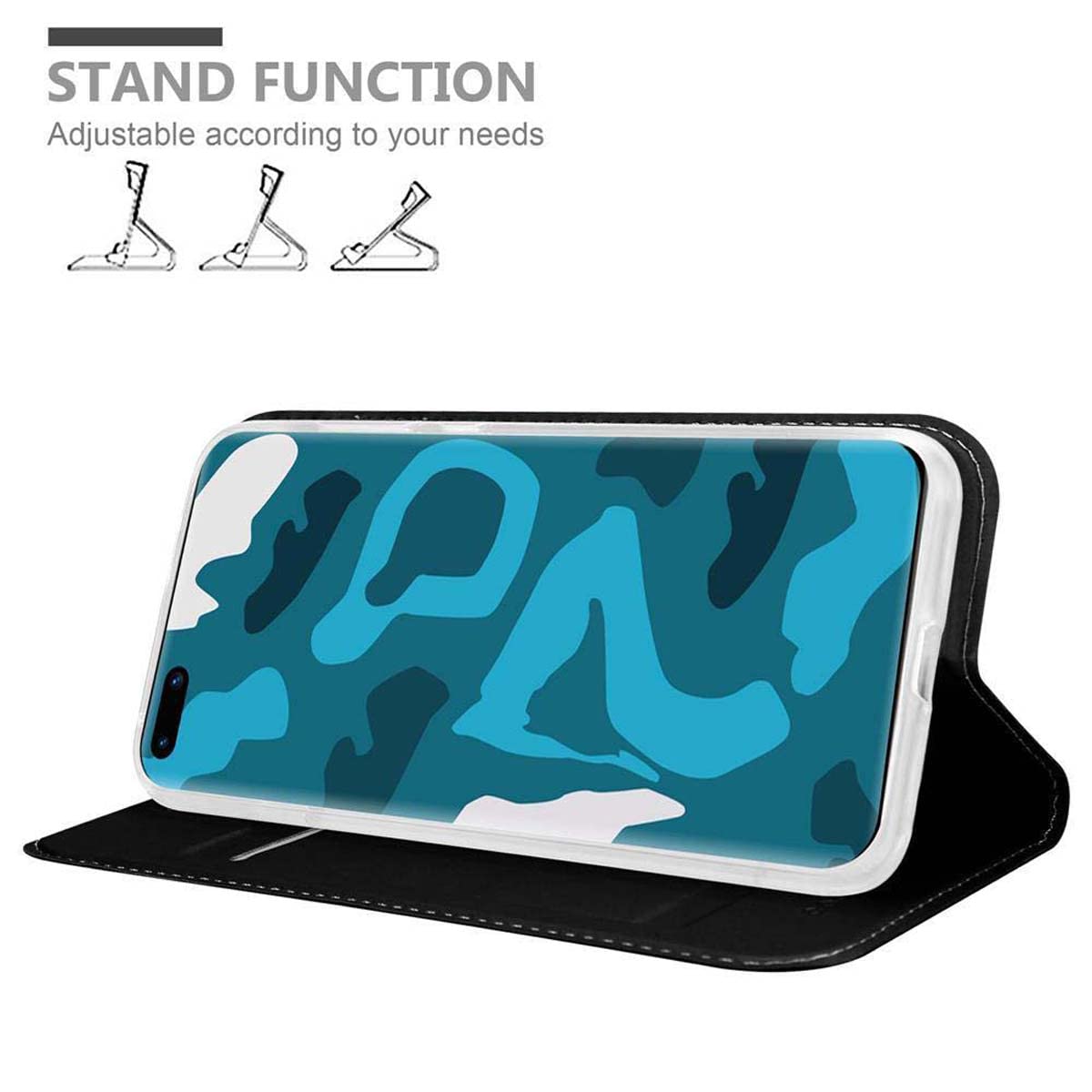 Cadorabo Custodia Libro Per Huawei P40 Pro - Classy Nero, Portafoglio Con Vani Carte, Funzione Stand E Chiusura Magnetica - 5