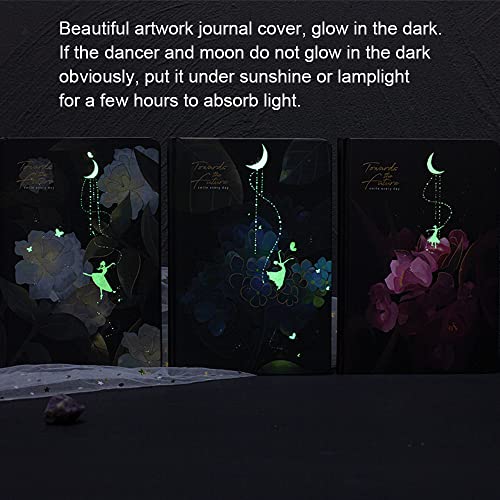 Colorful Journal Notebook, Austark Personal Diary Journal For Girls Women Gift, Hardcover Travel Journal Composition Notebooks Hardcover Executive Notebooks To Write, Beautiful Watercolor, 224 Pages, Unlined, Glow In The Dark (Dance With Hydrangea) #TOP3