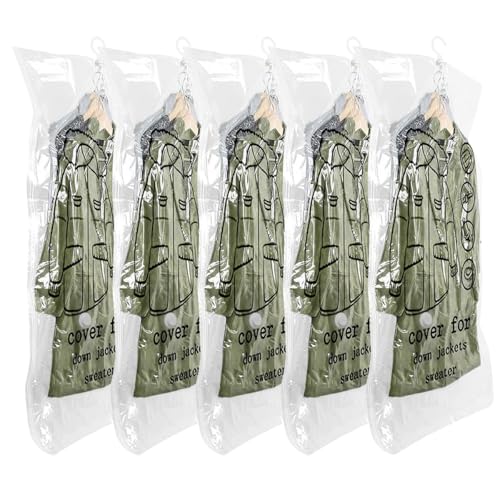 BZURTER Sacs de Rangement sous Vide 5 Pièces, Housses de Rangement Sous Vide 110x70cm Sac Sous Vide Vetement Aspirateur pour Vêtements Costumes Manteaux...