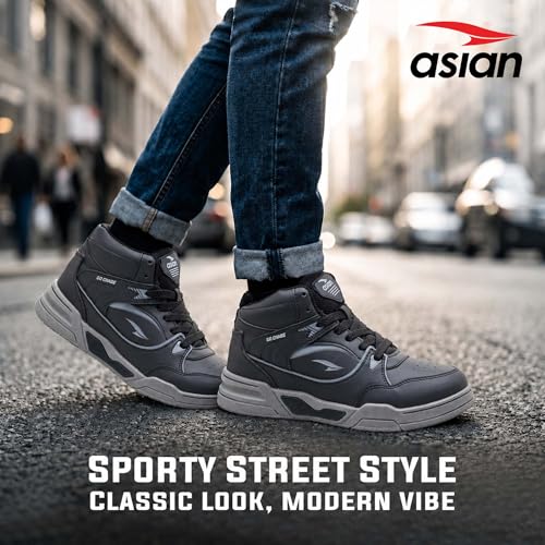 Image of ASIAN Tango-11 Men's High Top Sneakers | Stylish & Lightweight Lace-Up Shoes | Cushioned Sports Sneakers for Men | Ideal for Casual, Daily Use & Travel