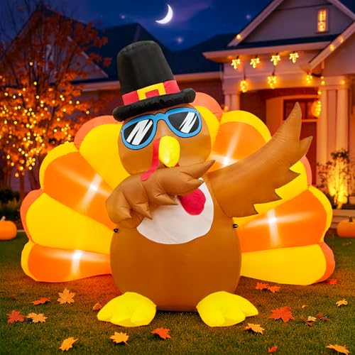 Fayavoo 6FT Thanksgiving Inflatables Outdoor Decorations Turkey, Fun Thanksgiving Blow