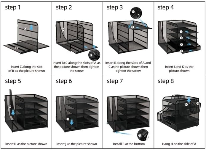 Miniatura 7 de Organizador de escritorio con bandeja de archivos, cajón, soportes para bolígrafos, soporte para revistas para accesorios de oficina y papeles,