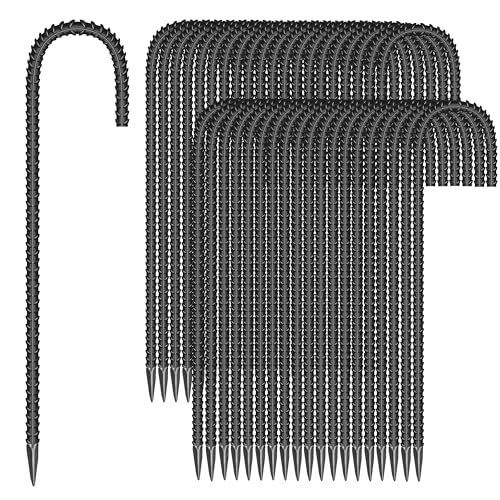 40 Pieces 12-Inch Garden Ground Stakes Galvanized Steel J Shape Hook Rebar Stake - Heavy Duty Anchors for Tents, Position Kits,Fences, and Trampolines