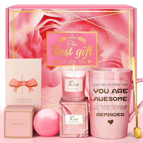 Birthday Gifts for Women, Mom, Sister, Friend: Unique Pink Self Care Spa Relaxation...