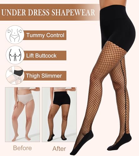 Shapewear Leggings for Under Dresses, Tummy Control High Waist Thigh Slimmer Compression Pants, Fishnet Pantyhose4