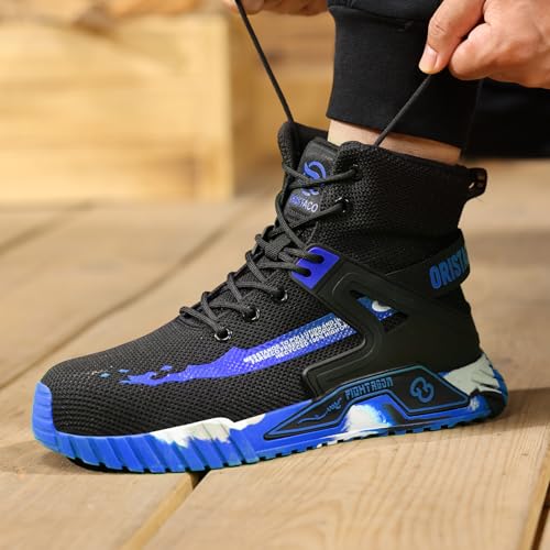 Image of ORISTACO Work Safety Crew Boots Lightweight Breathable Industry Construction Steel Toe Sneakers