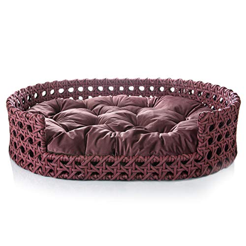 Cama Pet Cachorro Porte Grande Sintético 100x65Cm Fibra Sintética Hive Veludo Vinho - BedFurPets