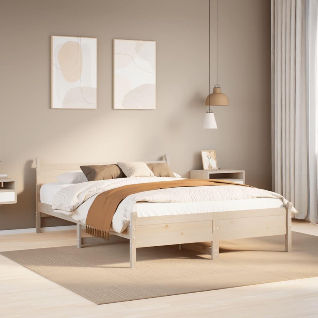 vidaXL Rama łóżka bez materaca, 160x200 cm, lite drewno sosnowe, łóżko, lozko, łóżko dwuosobowe, rama lozka, łóżko podwójne, lozko dwuosobowe