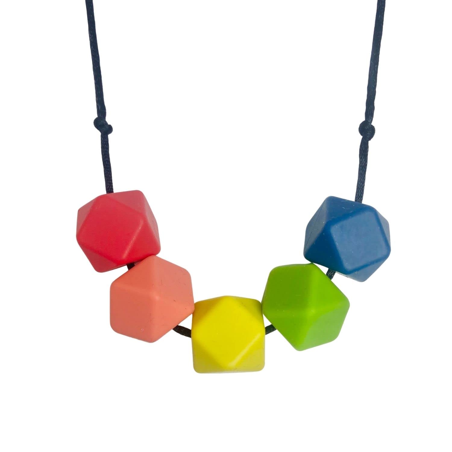 Rainbow Silicone Hexagon Breastfeeding Fiddle Sensory Necklace