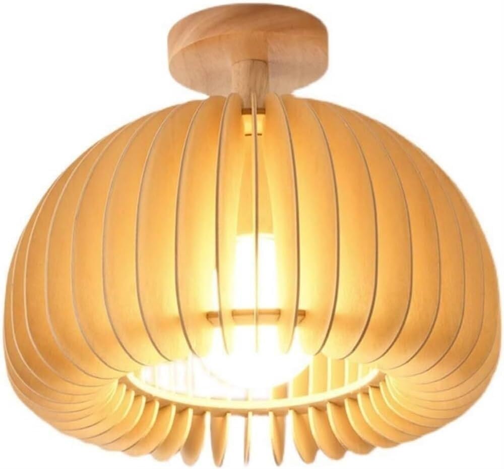 Plafonnier de couloir en bois style citrouille vintage et rétro