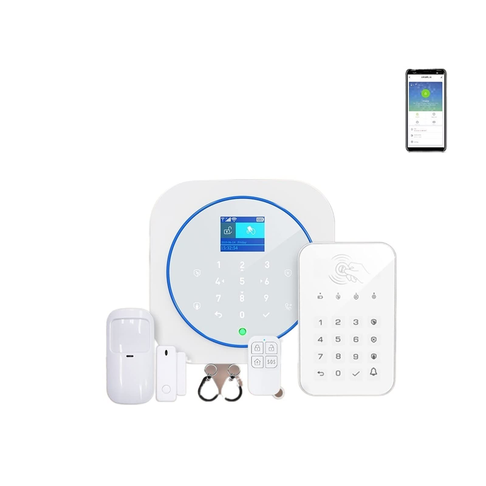 Zonan G12 Sistema de Alarma de Seguridad Tuya WiFi Toque Tocino INALLADO gsm RFID Control de la aplicación de Tarjeta Remolina Alarma de Fuego Kits de Inicio Inteligente(C)