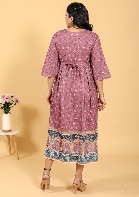 Image of RITIJYA Zipless Feeding Kurtis & Dresses for Women | Zipless Maternity Wear Gown Pregnancy Dress for Nursing Mothers | Viscose Rayon | Stylish & Comfortable | S to 4XL | Washable & Durable