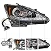 MIOUYTRT Halogen Headlight Assembly Left+Right Side for 2006-2010 Lexus IS250 IS350 w/LED DRL, Driver/Passenger Side Direct Replacement Headlamps Assy, Includes All Halogen Bulbs