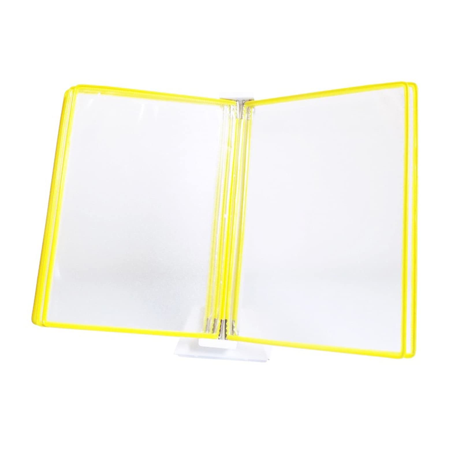 OLSKFUH File Organizer For Desk - Desktop Reference Organizer, 5 Panels And Tabs, Display Panel Desk Unit, Storing And Displaying A4 Documents, Pvc And Metal Desktop Document Org,Yellow