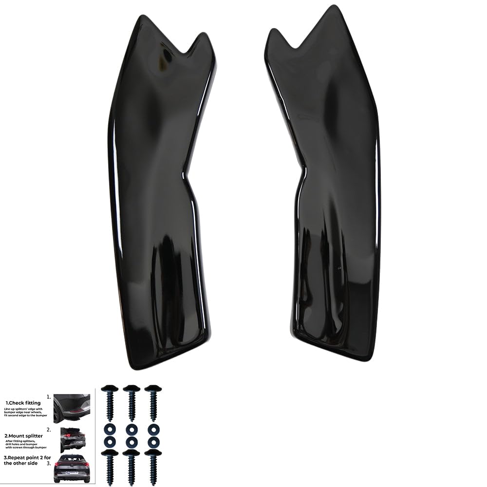 Oneway Jupes de pare-chocs arrière (coins) compatible avec Audi RS3 8V Sportback 2015-2016 - Noir brillant