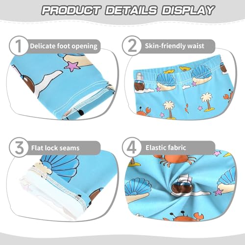 ALAZA Girls' Leggings Children's Yoga Pants Skinny Printed Dance Crab Shell Coconut Tree Comfortable 4T2