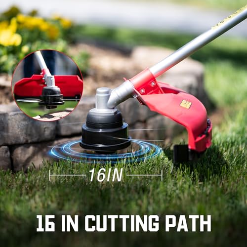 PowerSmart 25.4cc Gas Weed Wacker, 3-in-1 String Trimmer/Edger 16-Inch with 10-Inch Brush Cutter for Grass Cutting