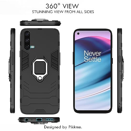 Image of Pikkme Back Cover for OnePlus Nord Ce 5G | 360 Protection | Ring Holder | Kickstand | Tough Armor Case (Black)