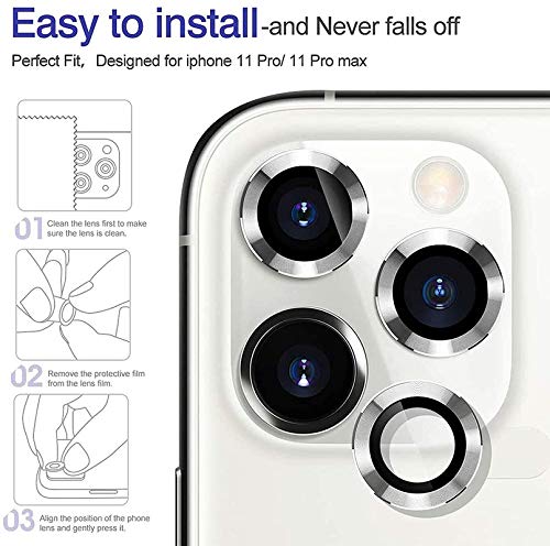 Image of for iPhone 11 /12 /12 Mini Camera Lens Protector Guard [Set of 2] Screen Tempered Glass High Definition Anti-Scratch /Dust Metal Ring Film Camera Lens Screen Protector-Blue