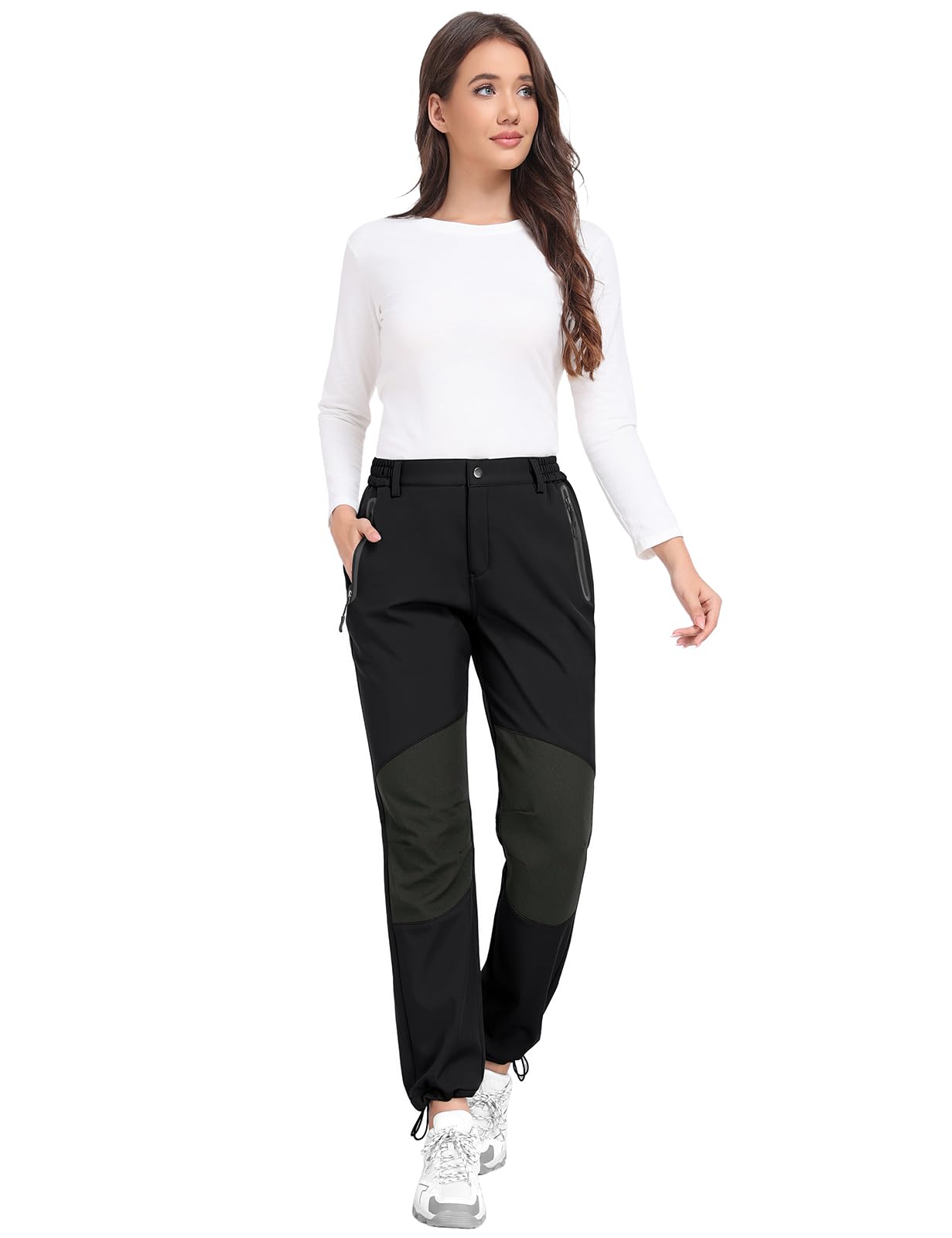 Damen Wanderhose Wasserdicht Skihose Softshellhose Thermohose Fleece Gefüttert Winter Hosen Schneehose Winddicht Warm Arbeitshose Trekkinghose Langlaufhose Knie-Reibungsschutz