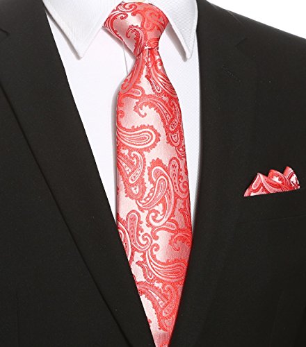 Image of KissTies Mens Paisley Tie And Pocket Square Necktie Sets
