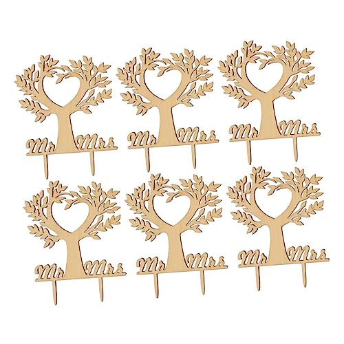 ibasenice 6 Pçs Cupcake Decoração De Casamento Decoração De Madeira Decorações De Casamento Toppers