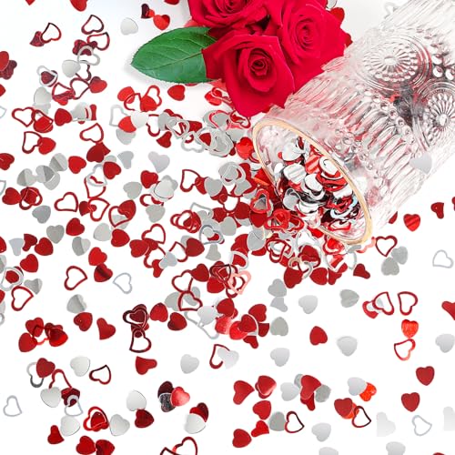 Image of FOIMAS Heart Table Confetti,2.1oz Valentine's Day Metallic Foil Heart Confetti Sequin for Valentine's Day Wedding Bridal Shower Birthday Party Decoration Supply