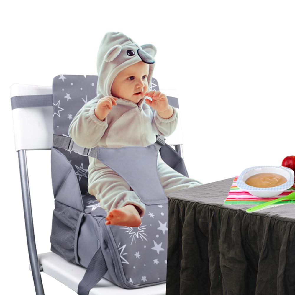HEYOUTH Alzador Silla para Niños Comer,Trona Portatil,Trona de Viaje,Asiento Elevador para Bebé 3 en 1: Asiento, mochila y bandolera,Bolsillos Prácticos, para las Comidas de los Niños Pequeños