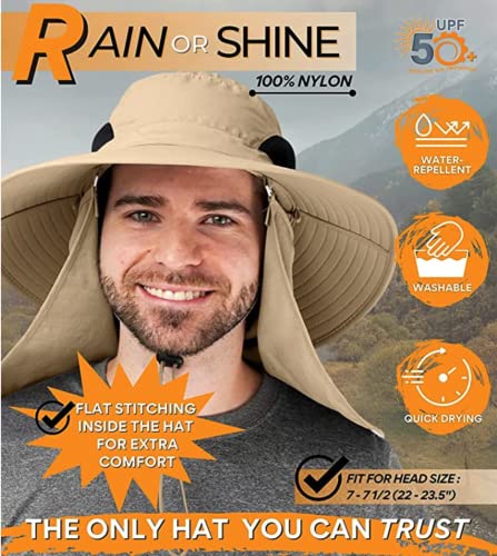 Image of 24x7 eMall Fishing Hat, Sun Hat, 360UV Outdoor Sun Protection, Summer Unisex Cap Removable Neck Face Mask Head for Gardening, Beach, Boating, Fishing. Beige