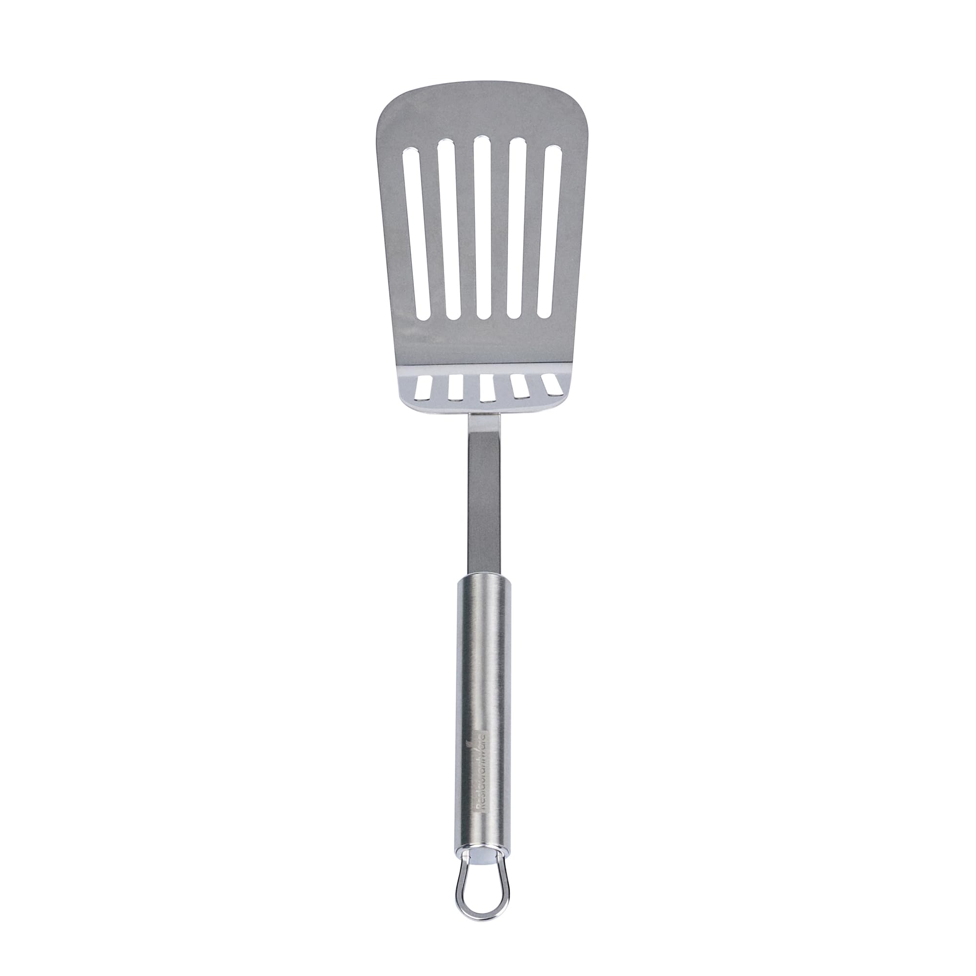 Restaurantware-German Standard 12.6 Inch Kitchen Spatula, 1 Perforated Metal Spatula - Ergonomic Handle, Dishwashable, Stainless Steel Slotted Turner, For Flipping Egg, Burger, Crepe, And, More