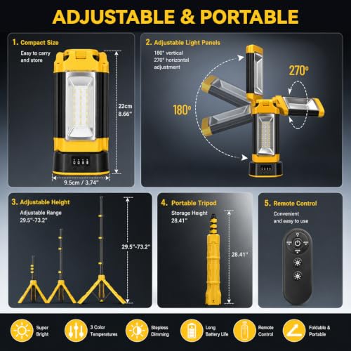 VCAN ACTIVE 12000mAh Rechargeable Camping Light with Stand 73.2'' by VCAN ACTIVE - Used condition - Image 6