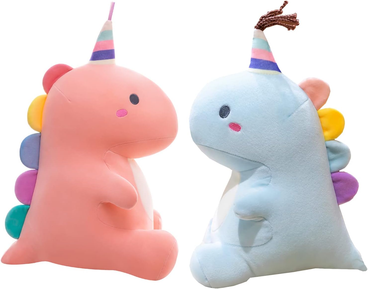 Liuer 2PCS Dinosaurio Peluche Juguete Peluche de Dinosaurio Simulación Grande Dinosaurio Peluche de Peluche Muñeca Suave y Lindo Animal de Peluche de Tiranosaurio Regalo para Niños y Adult(Rosa+Azul)