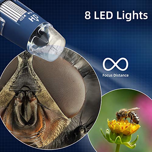 Bysameyee HD 2K 2MP USB-Mikroskop, Digitalmikroskop-Inspektionsendoskop mit 40- bis 1000-facher Vergrößerung und… – Bild 5