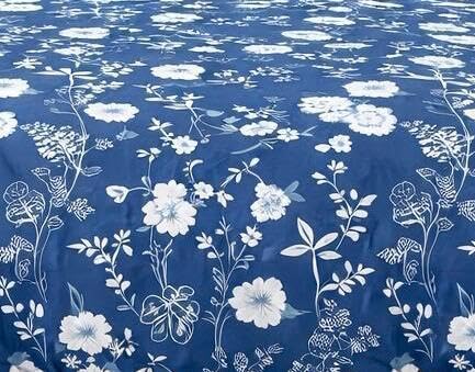 Image of DECOR2ADMIRE Premium Cotton Bedsheet Double King Size 90x100 Inches, 300 TC Soft Breathable Printed Bed Sheet with 2 Pillow Covers (Indigo Meadow, Double 90 inch x 100 inch)