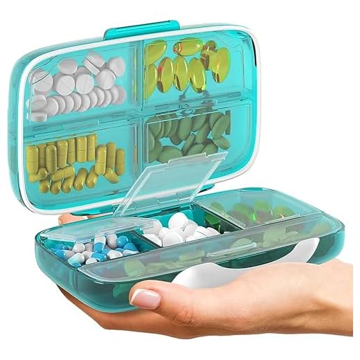 Moisture Proof Pill Organizer Airtight Pill Box WaterProof Large Pill Dispenser Home Travel Supplement Holder Portable Vitamin Sorter Jumbo size 8 compartment Airtight Vitamin Container Daily Medicine