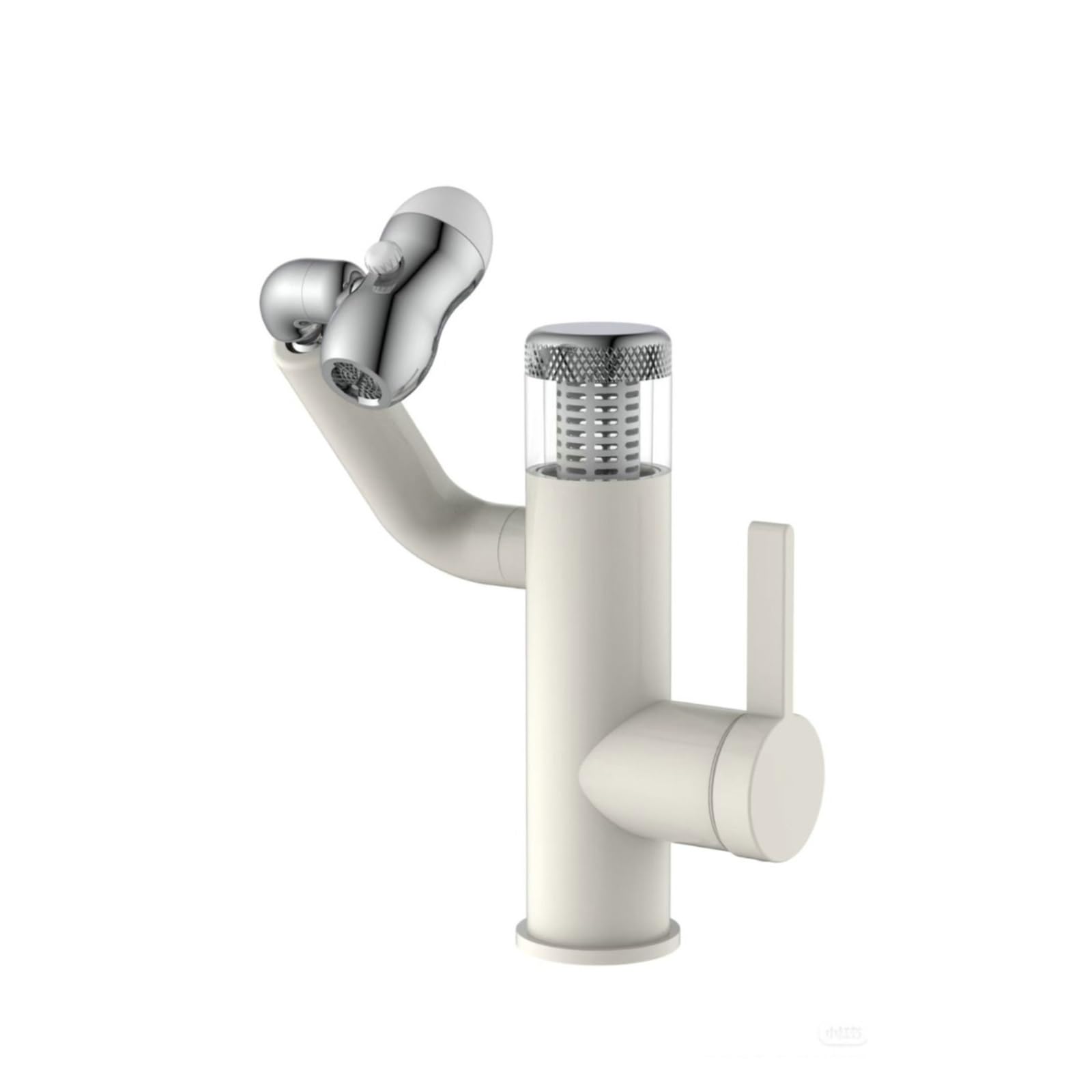 Robotic Arm Bathroom Faucet, 304 Stainless Steel Basin Mixer with LED Display, Undermount Tap,Safe and Reliable(Bianco)