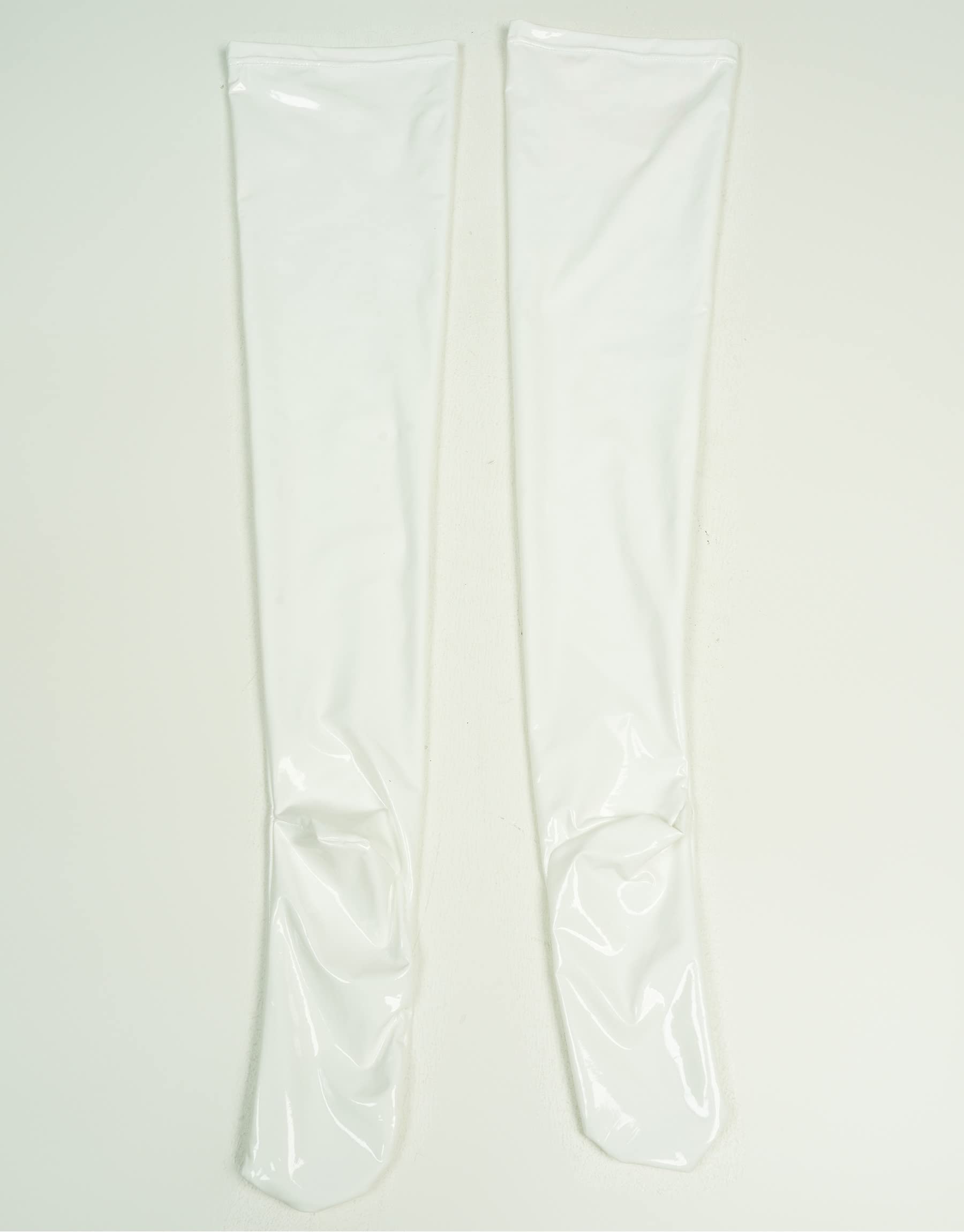 Mobbunny Thigh Stockings PU Leather Socks Thigh High Stockings Shiny Over Knee Long Boot Sock Accessory Pink White: One Size White