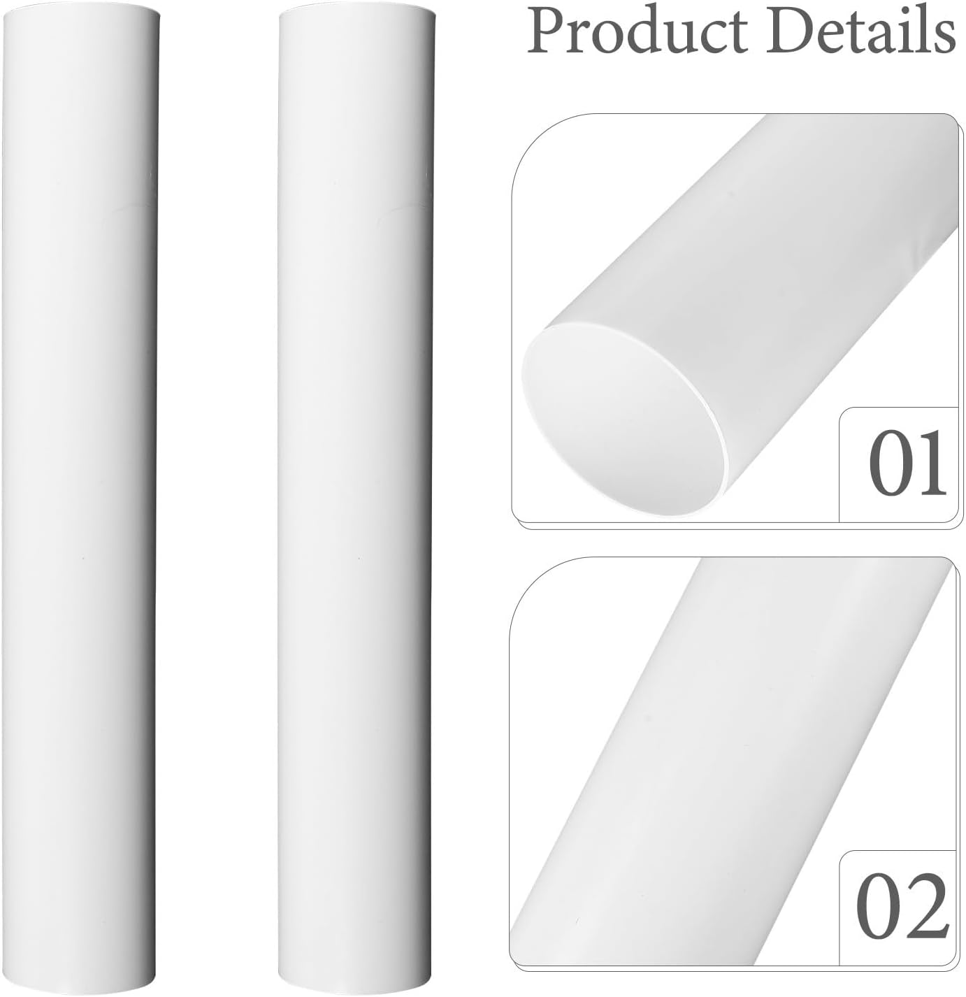2pcs White Plastic Poster Tubes for Artwork and Paper Scrolls Storage Sturdy round Transport Tubes with Caps Reusable Mailing for Artists and Architects
