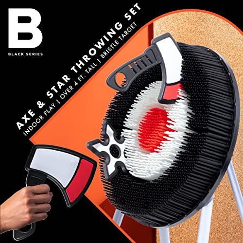 The Black Series Axe Throwing Target Set, Includes 3 Throwing Axes & Bristle Target, Blunted Edges & Lightweight Plastic, Safe for Indoor & Outdoor Use, Fun Adults & Kids Activity - Thumbnail 2