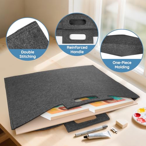 Image of ZKOO Felt Art Portfolio Bag, Large Art Portfolio with Handles, Sturdy Artist Storage Bag for Artwork, Poster, Sketching, and Drawing (24 x 36 inch)