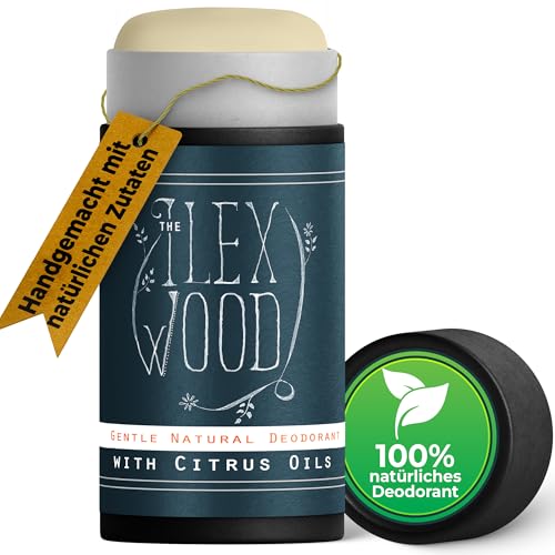 The Ilex Wood - Sanftes natürliches Deodorant mit Zitrusölen – 70 ml. Natürlicher Deodorantstift, frei von Plastik, frei von Natriumbikarbonat