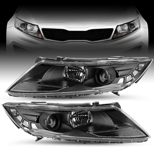 JSBOYAT Headlight Assembly Replacement Fit for 2011-2013 Kia Optima Headlamp Replacement Black Housing Clear Reflector w/o bulbs