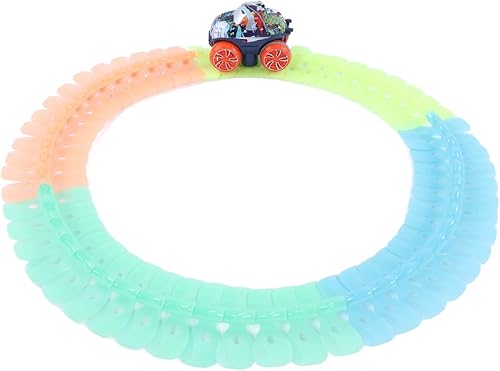 Juego de pistas de autos de carreras que brillan en la oscuridad, juguetes flexibles intercambiables para niños y niñas (56 piezas)